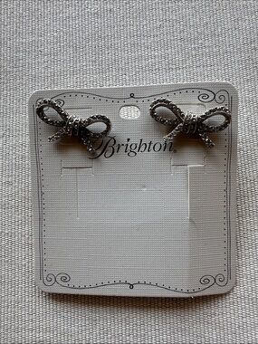 Brighton Silver Bow Stud Earrings with Crystal Detailing